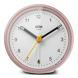 Braun BC12PW Analogt Vækkeur med Lys og Snooze, Rosa/hvid
